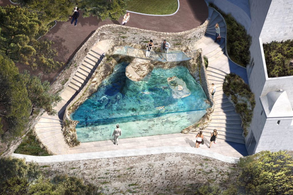 3D rendering turtle rehabilitation pool project - oceanographic museum Monaco
